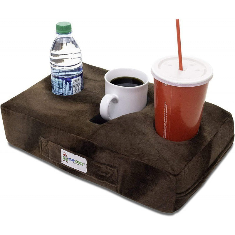 Couch Cup Holder Pillow, Couch Drinks Remotes Holder for Center of Couch, for Sofa and Bed