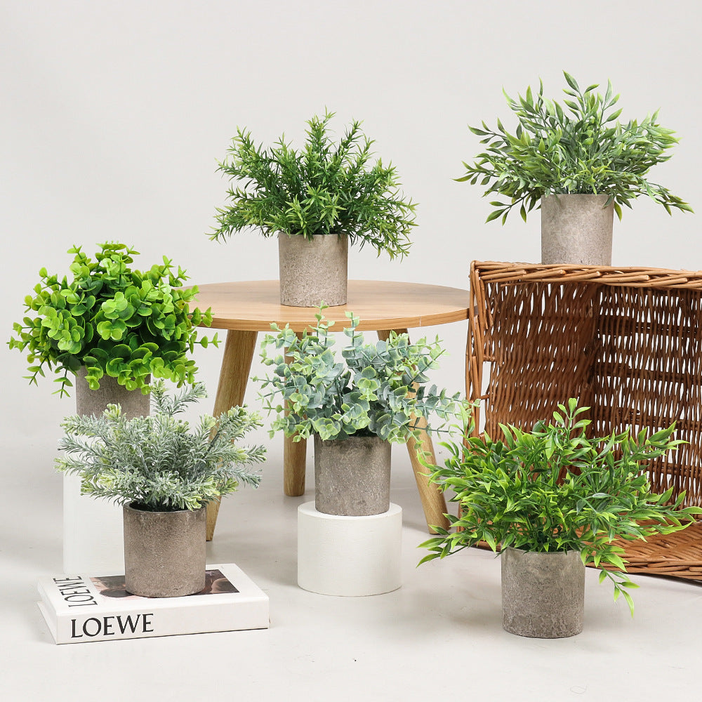 Small Fake Plants Eucalyptus Potted Artificial Plants for Shelf Desk Home Bathroom Farmhouse Room Coffee Table Decor