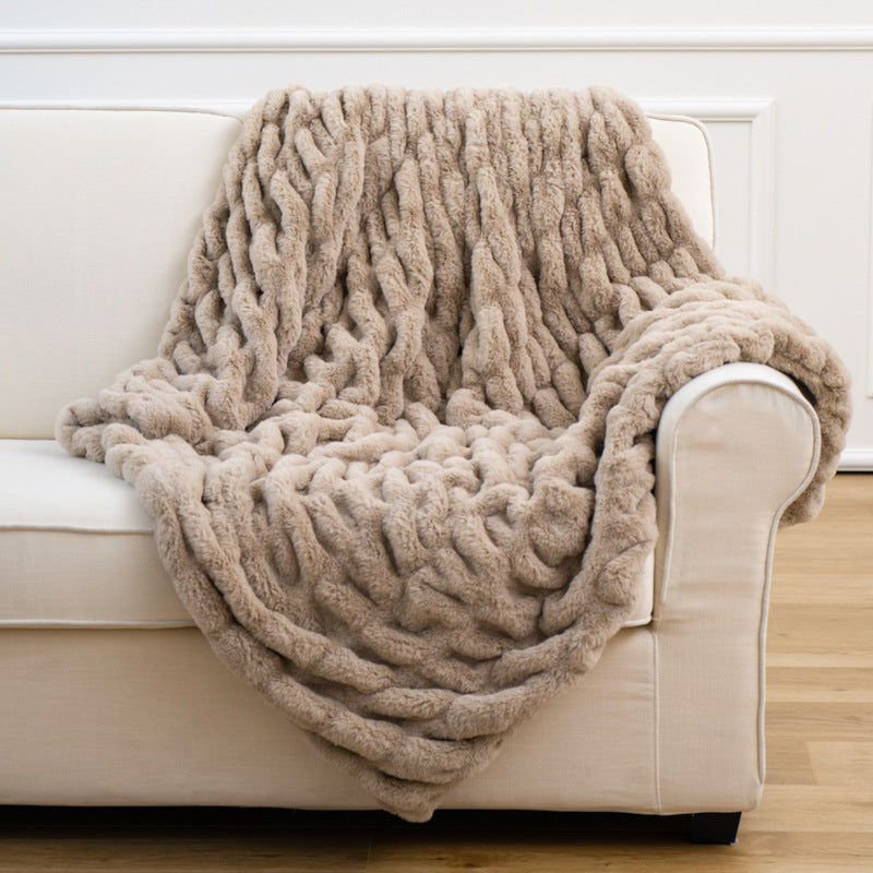 Luxury Faux Fur Throw Blanket Soft Plush Reversible Sherpa Blankets, Twin Fuzzy Elegant Blanket Thick Throws for Bed, Comfy Bedding Accent for Sofa Couch Chair