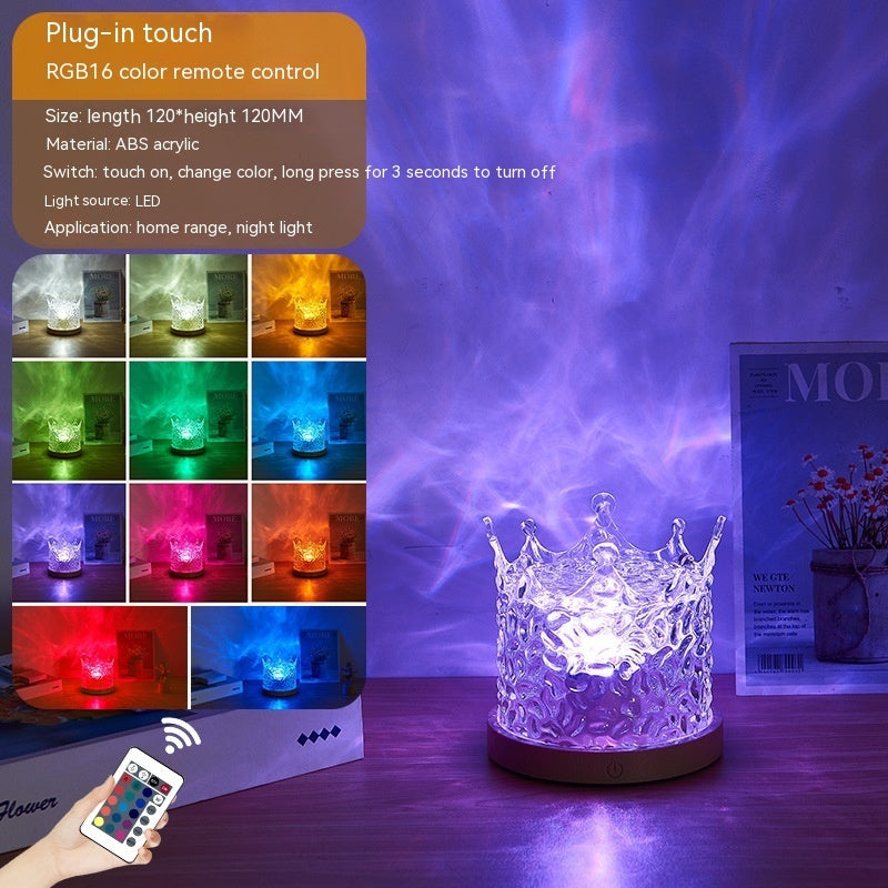 Dimmable Ocean Wave Crystal Table Lamp  RGB Color Changing Night Light with Remote Lights for Bedroom, Living Room Wall Decor