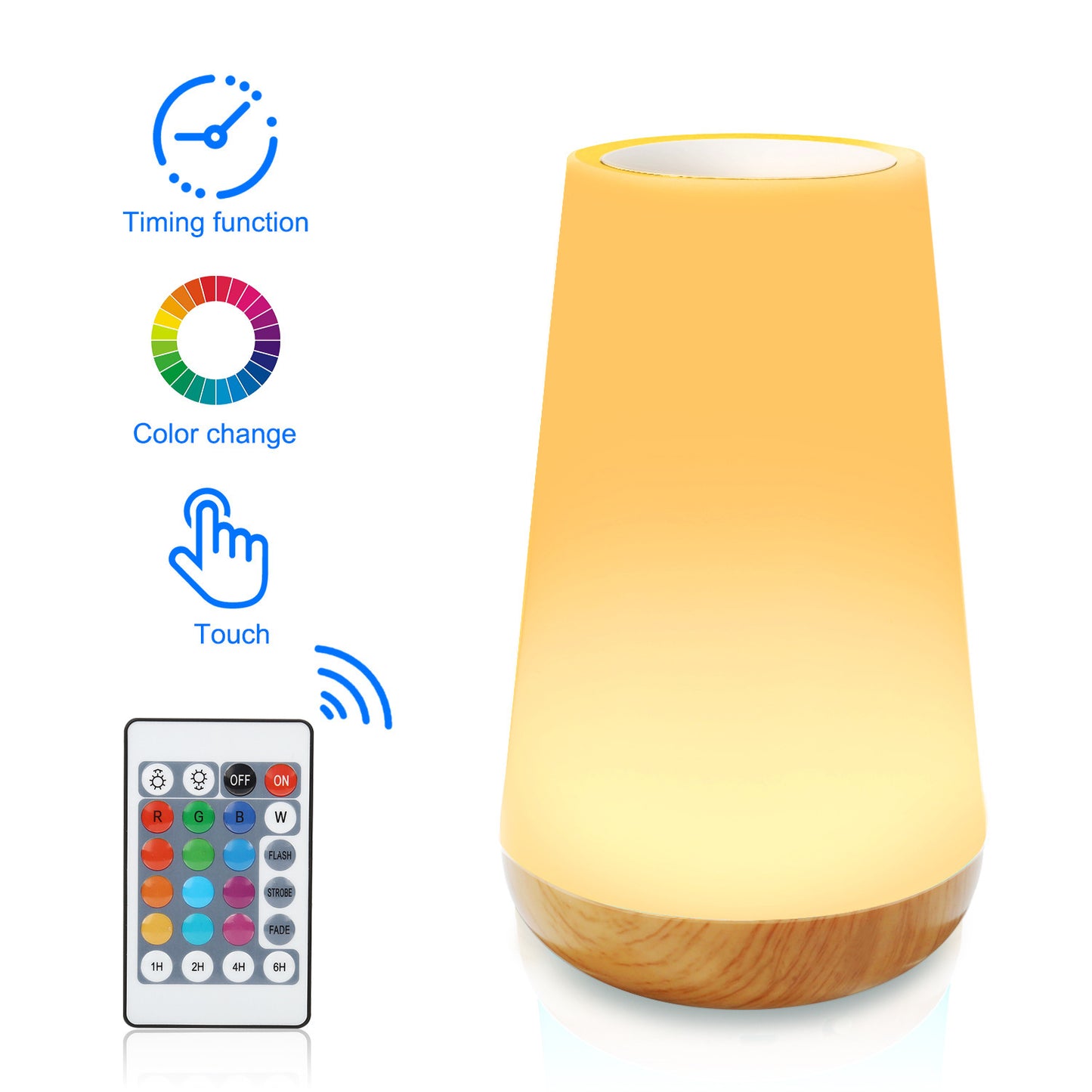 Night Light, Dimmable Touch Lamp for Bedrooms, 13 RGB Colors & 5 Brightness, Portable Rechargeable Bedside Table Lamp for Nightstands